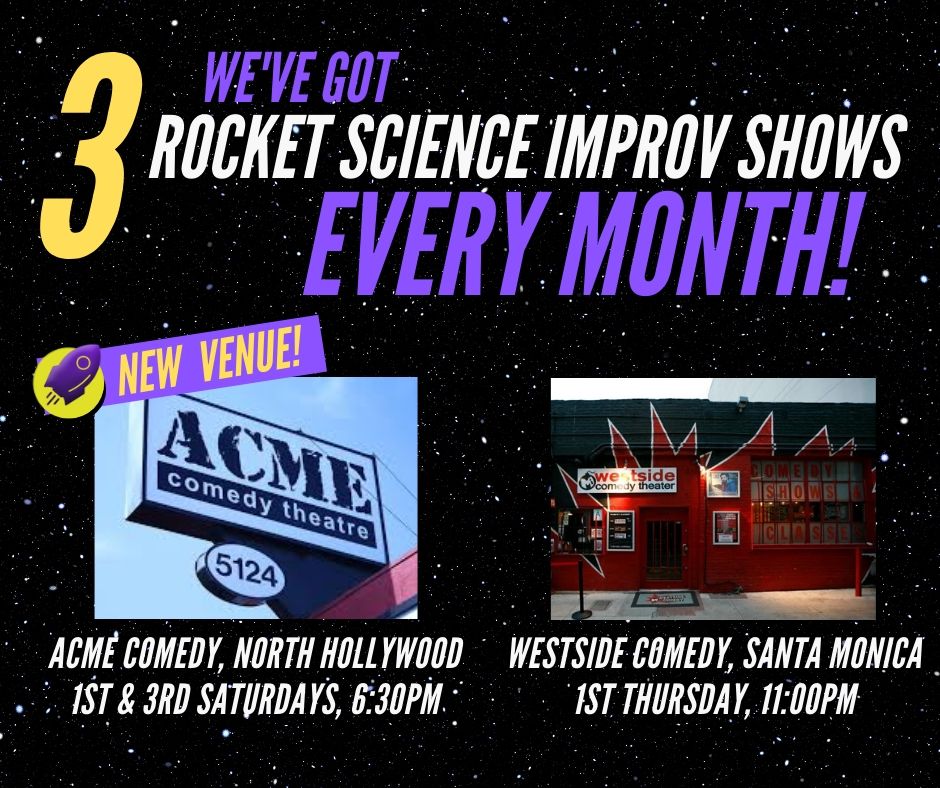 Join us on either side of town, including at our new Saturday location, <a href="/acmecomedy/">ACME Comedy</a> !🙌
Next show on Feb 1st - lineup announcement coming soon... 🚀 ....Want to perform at a future show? Submit your team to rocketimprov@gmail.com 🚀 #improv #improvcomedy #indieimprov