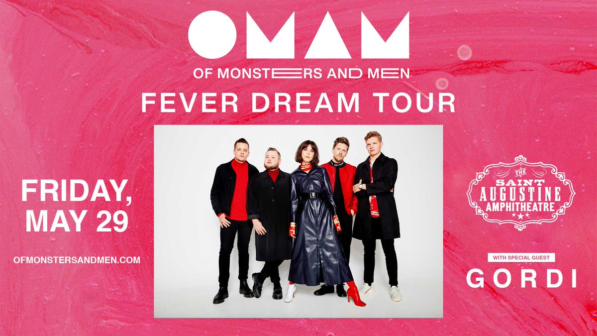 TheAmpSA's tweet photo. Igniting the new year with a bang, @monstersandmen  announced the FEVER DREAM TOUR across North America today &amp; will make a stop at @TheAmpSA on Fri., May 29! @GordiMusic will be joining the band as support on the headline shows. Tix on sale this Friday 1/24 at 10am! https://t.co/axQUbYQTIy