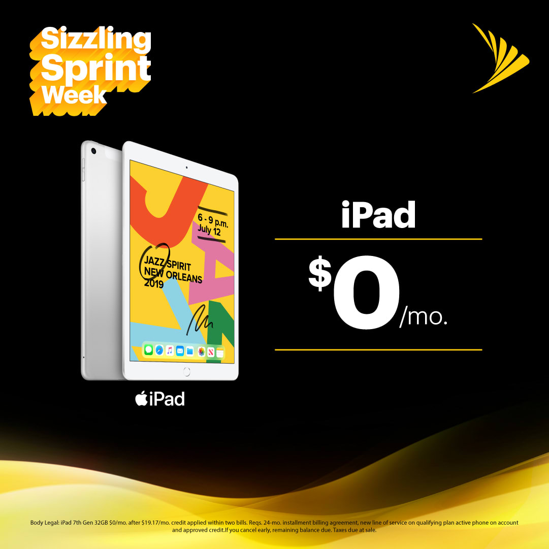 Now through Jan 26, pick up the new iPad Gen 7 on us when you add unlimited data for just $25/mo. Features include a 10.2 inch Retina display and it supports the Smart Keyboard!