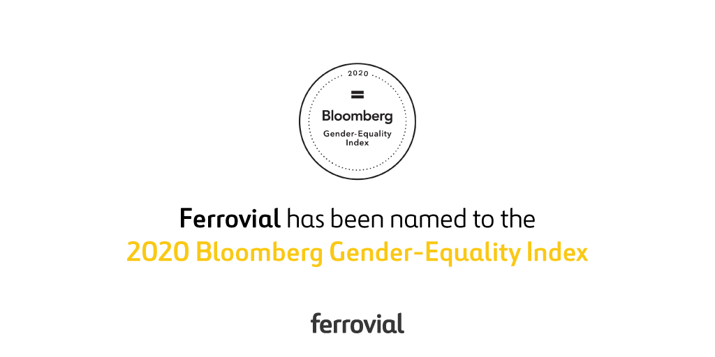 We are strongly committed with Gender-Equality. Today @ferrovial has been listed in the @Bloomberg Gender-Equality Index for 2020. We are very proud of this recognition. #BloombergGEI bloomberg.com/company/press/…