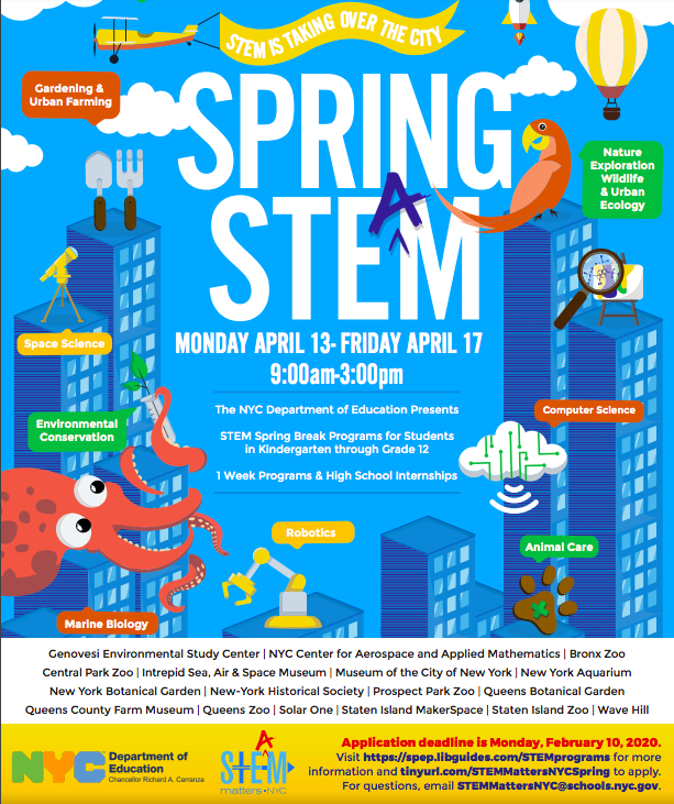 <a href="/PS62ChesterPark/">PS62</a>, register for #STEM activities over Spring Break with STEM Matters NYC!  Deadline to register is February 10th.