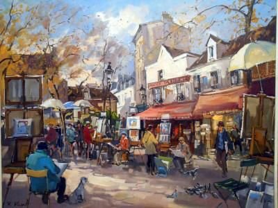 Robert Ricard
Place du Tertre et ses artistes en hiver.  Montmartre.  Paris