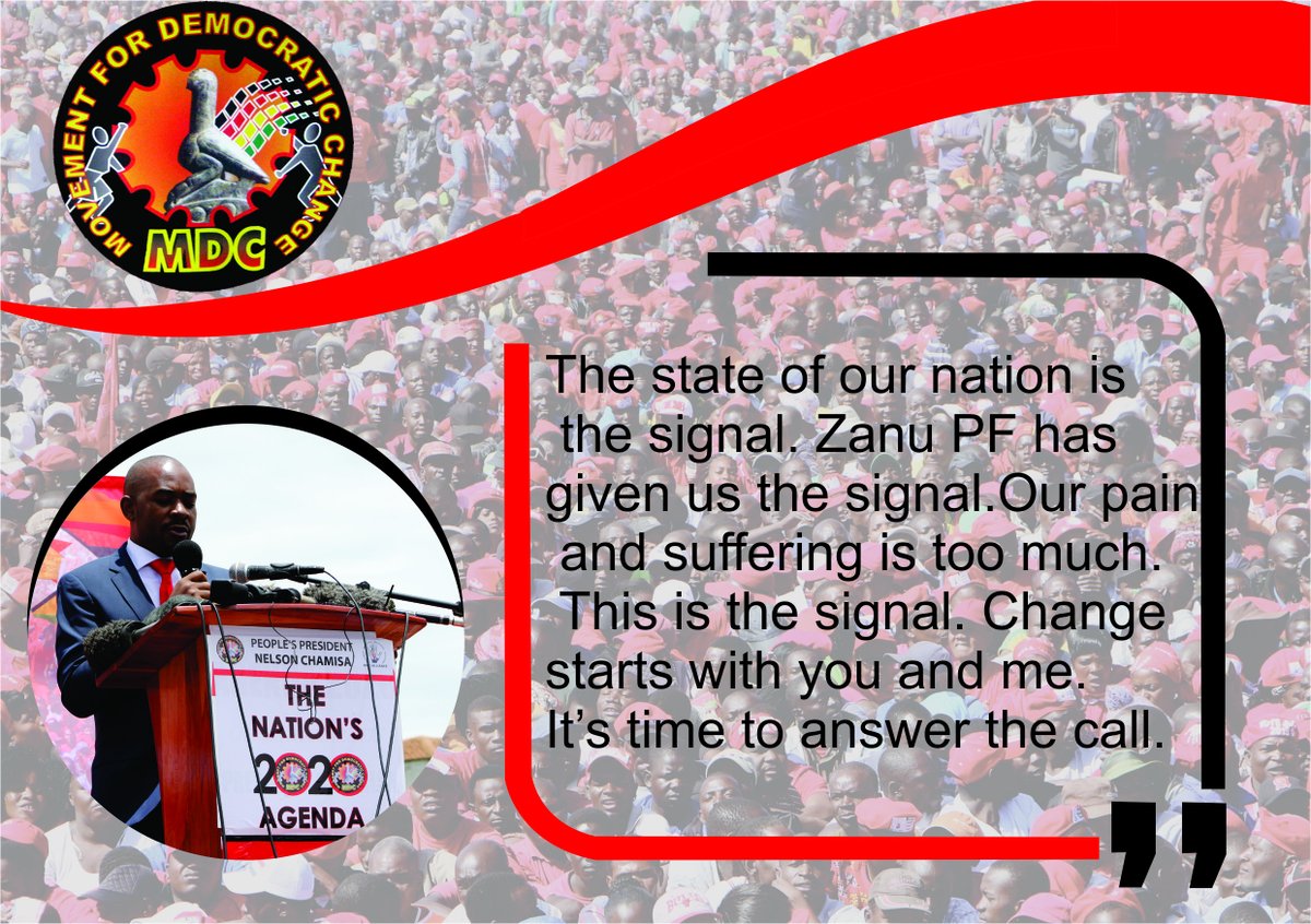 CCCZimbabwe's tweet photo. Nation’s #Agenda2020: #Zimbabwe’s Pathway to #hope 
#ThisIsTheSignal
#MDCReload
#PeoplesGovernment
#FreeZimbabweCampaign

@nelsonchamisa 
@BitiTendai 
@Welshman_Ncube 
@DavidColtart 
@JMafume 
@molokele 
@luke_tambo https://t.co/LrKFR3cT3k