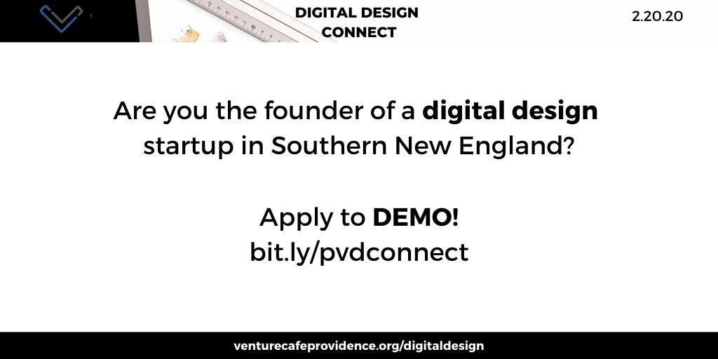 vencafePVD's tweet photo. Are you the founder of a #digitaldesign startup in Southern #NewEngland? Apply to DEMO your product or company at #DigitalDesignConnect on February 20th!
APPLY TO DEMO >>> https://t.co/0PZDgQYmCq https://t.co/pBugfrwhbz