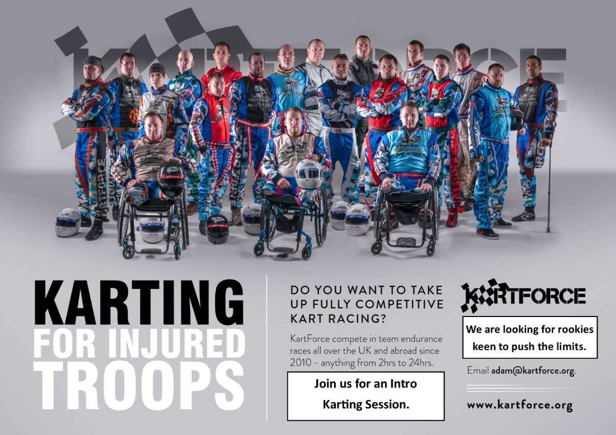 Ever thought about Karting? If you fancy a bit of an adrenaline rush why not join 'Kartforce' for an intro session... Details on the poster. #veterans #battlebackcentre