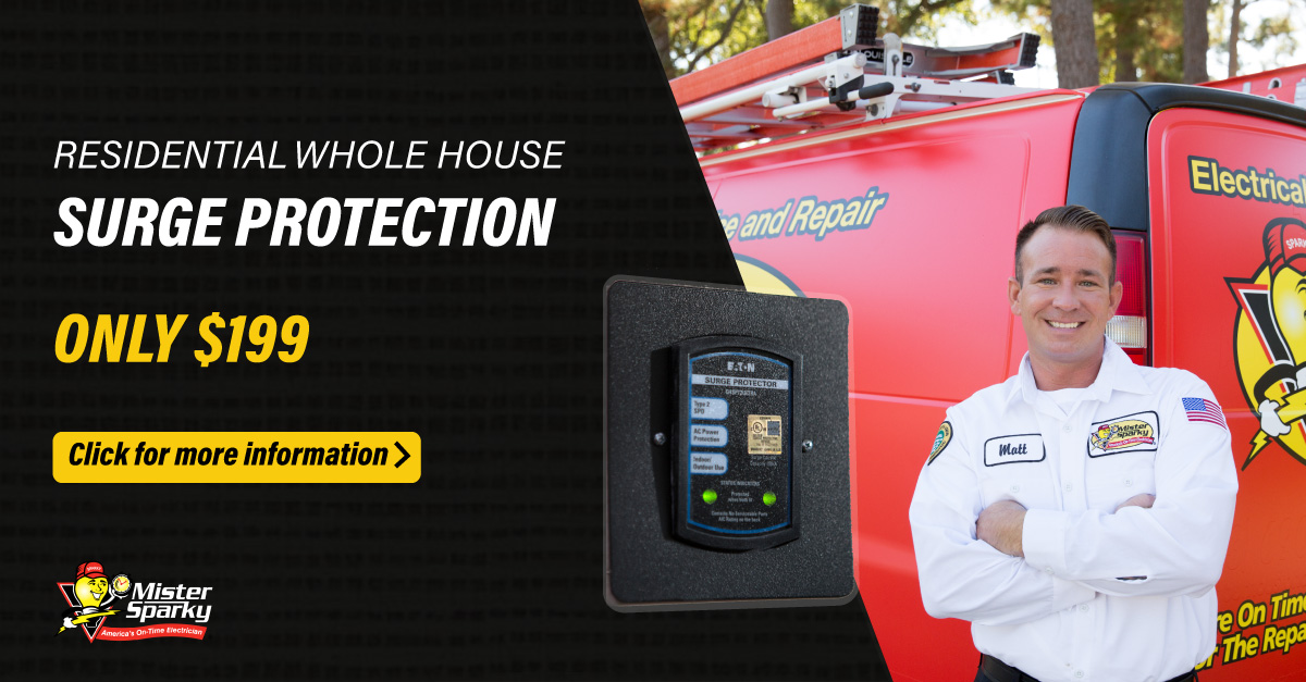 Protect your appliances and whole-home surge protection for only $199! Click here to request your appointment: j.mp/35pAaLH #SurgeProtection #ProtectYourAppliances #MisterSparky