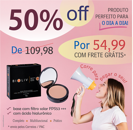 futurabiotech's tweet photo. * DESCONTÃO * para um PRODUTO MARAVILHOSO!!
BIOLIV é uma base com cor e proteção FPS 53 +++ e ainda possui ácido hialurônico, MUITO PRÁTICO PARA O DIA A DIA!
Para esse post as vendas é através do nosso 0800 707 0644.
Corre para não perder! 50% OFF e com FRETE GRÁTIS! https://t.co/grfMI2BShj