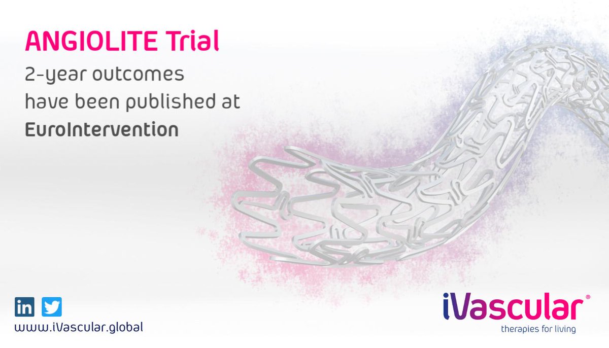 iVascularGlobal's tweet photo. The 2-year outcomes of the first-in-man randomized comparison of angiolite SES vs. EES have been published at EuroIntervention. To read the full trial visit: https://t.co/QxvyQRqbKS 

#angiolite #Clinicaltrial #iVascular https://t.co/TDl9BdN9gt