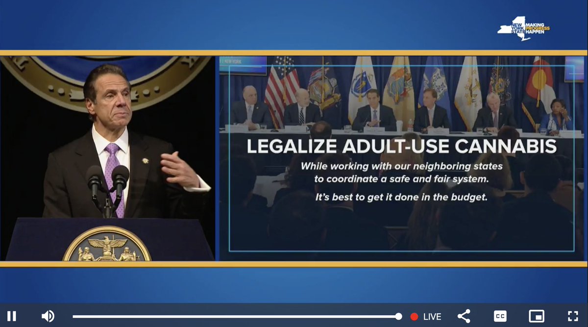 tomangell's tweet photo. JUST IN: New York Gov. Andrew Cuomo included marijuana legalization in the budget proposal he sent to lawmakers today.

Here are the early details:

https://t.co/YRcu4vHW4I https://t.co/wh9wQN0uda