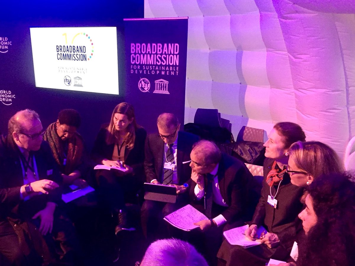 ITU Development Director listens into a breakout session during the Broadband Commission at the World Economic Forum