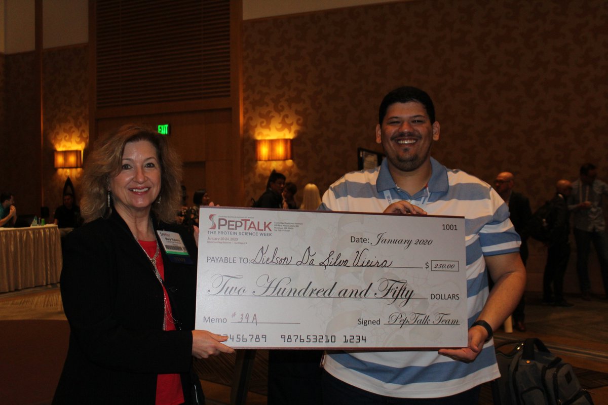 mab_chi's tweet photo. People's Choice Award winner is Dielson Da Silva Viera, San Paulo State University presenting on Bioinformatics Tools to Elucidated Structure in Milk Proteins.   Congratulations! Dielson #ptk20 https://t.co/vqQsjsc9mp