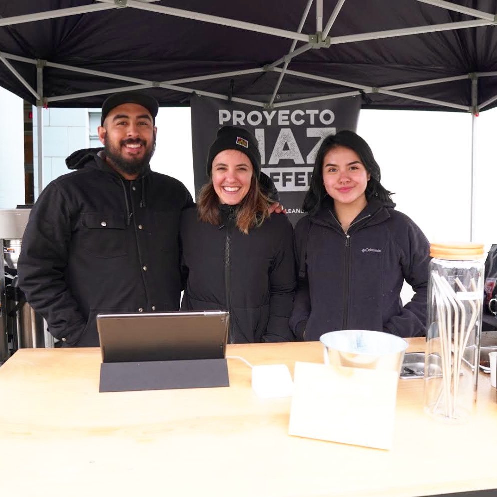We finally have coffee again in the market!  ☕️ Stop by and grab a cup from @proyectodiaz today and every Tuesday and Thursday. They also offer espresso, coffee beans, and merch.