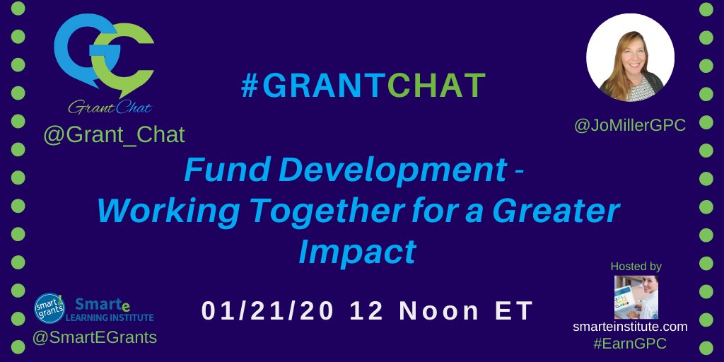 Grant_Chat's tweet image. It&apos;s #GrantChat day! We are looking forward to a lively and informative conversation about #FundDevelopment and working together across an organization for greater sustainability, ROI and impact. We hope you can join the conversation at 12 Noon ET. #fundraising #lifeasagrantpro.