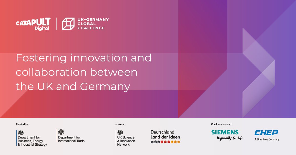 The first ever Digital Catapult Global Challenge for the UK &amp; Germany launches Thursday connecting #startups &amp; leaders in the industrial sector to foster international collaboration for innovation &amp; sustainability #DigiCatGlobalChallenge. Register &amp; attend bit.ly/30CzQZ2