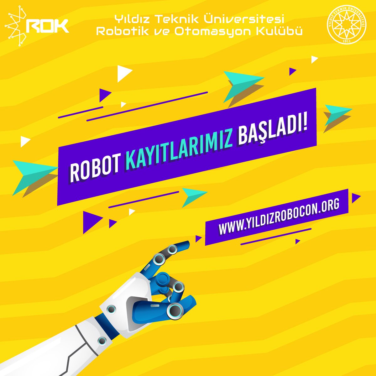 yildizrobocon's tweet photo. Yıldız Robocon'20 için ön kayıtlarımız açılmıştır. Robot kayıtlarınızı https://t.co/pPpYrZMJho adresinden yapabilirsiniz. Bizi takip etmeye devam edin.
#yturok #yildizrobocon https://t.co/NupzycmNZv