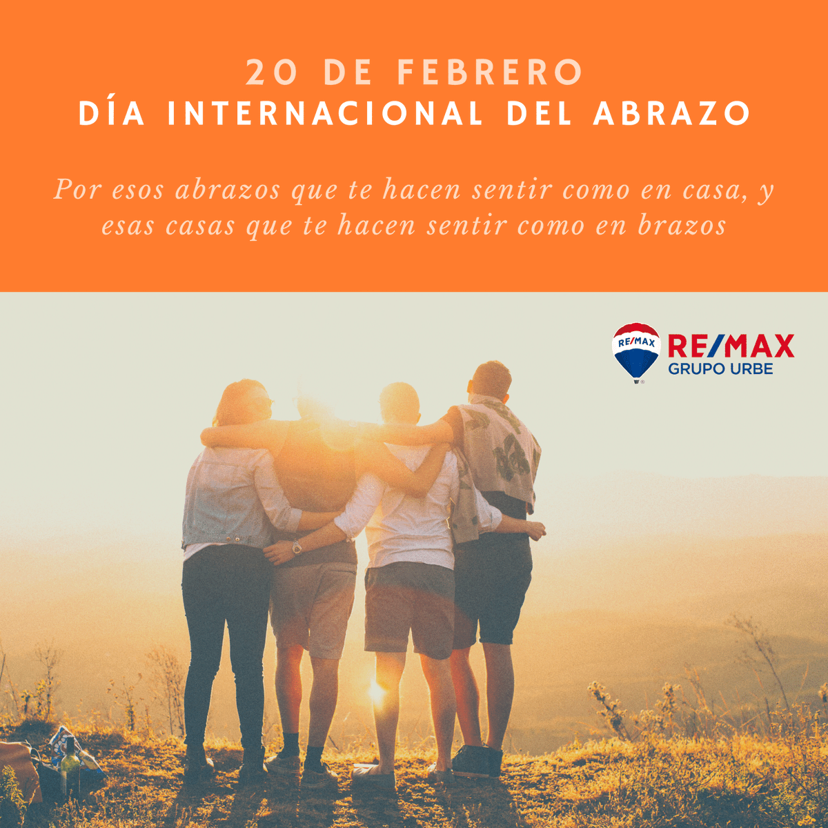 RemaxUrbe1's tweet photo. Por esos abrazos que te hacen sentir como en casa, y esas casas que te hacen sentir como en brazos 🤗
#DíaInternacionalDelAbrazo #REMAX #GrupoUrbe
#EstásEnTuCasa @REMAXESPANA https://t.co/qz7ntGOLg0