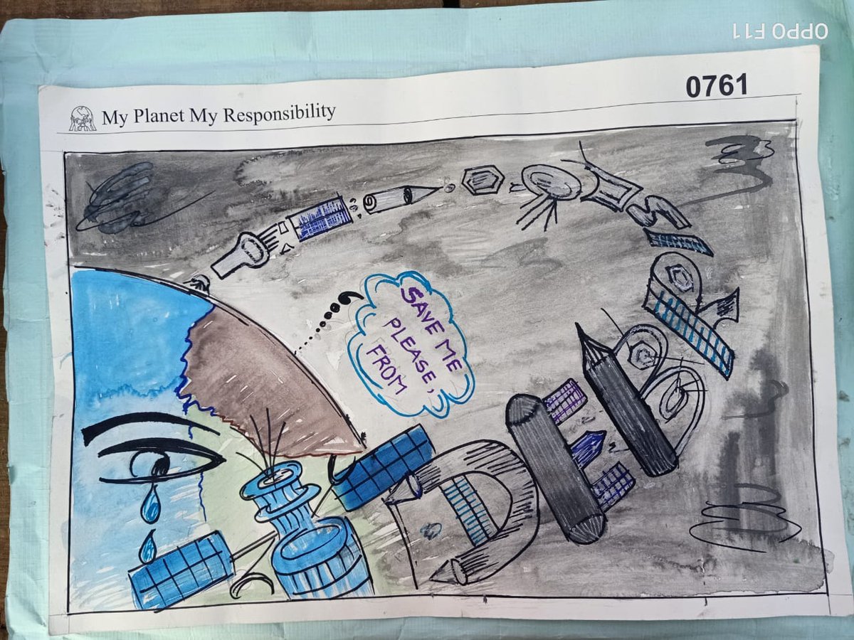 arch_foundation's tweet photo. Look at the #artwithapurpose by our young students from 6th and 7th grade from #GovernmentSchool @ Ankleshwar. The students painted their perceptions on paper about saving the planet earth from pollution and other damages. 
 #eurekasciencefest #covestroindia #archfoundation https://t.co/9qHo3dgV3L