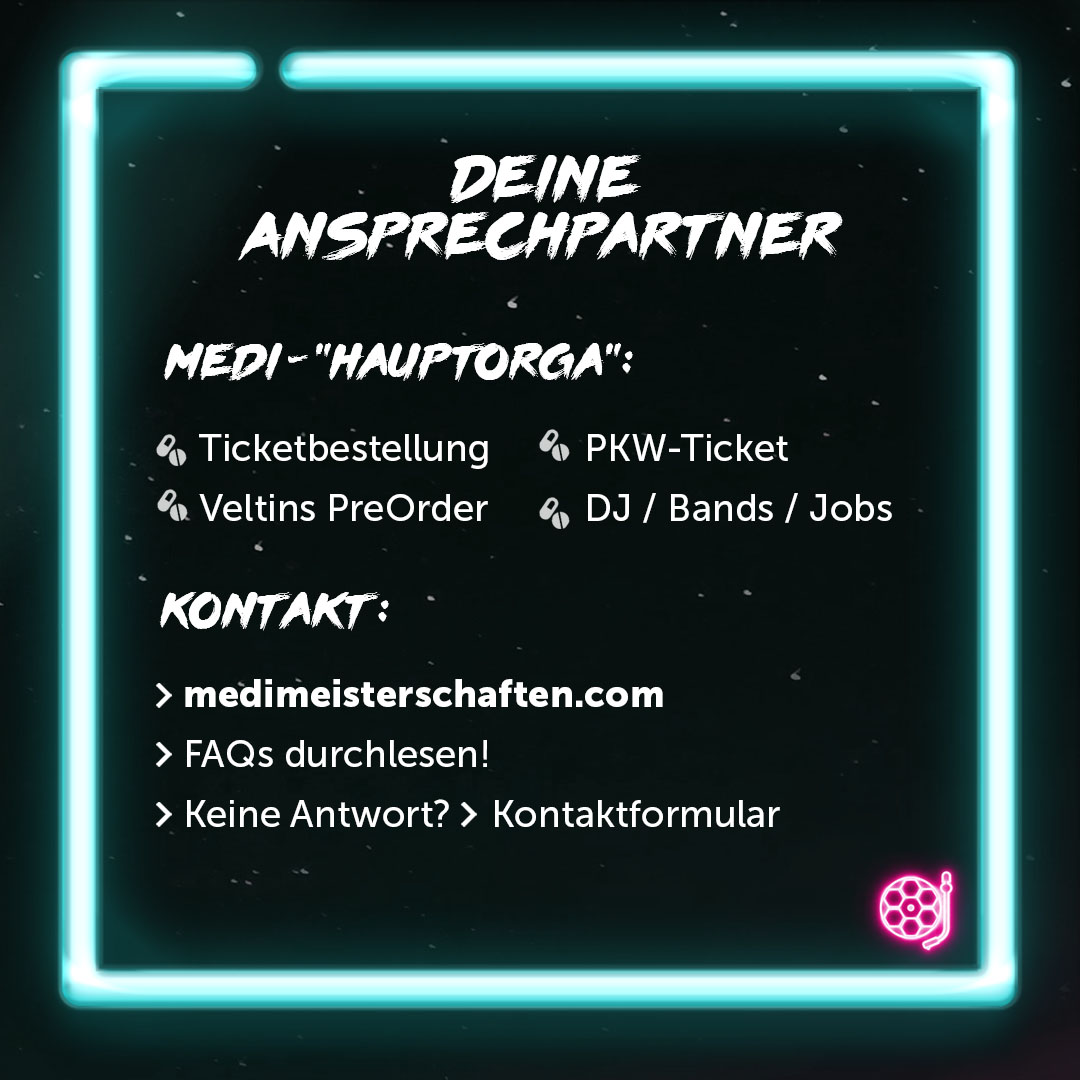 ** DEINE ANSPRECHPARTNER **
Du hast ne Frage? Irgendwas klappt nicht?
Wir helfen dir gerne weiter! Je nach Anliegen kannst du dich dafür entweder an uns oder
an deine UniOrga wenden.
FAQs: medimeisterschaften.com/medis-mmxx/faq/
#mmxx #NURLiebe #medis2020 #medimeisterschaften #support