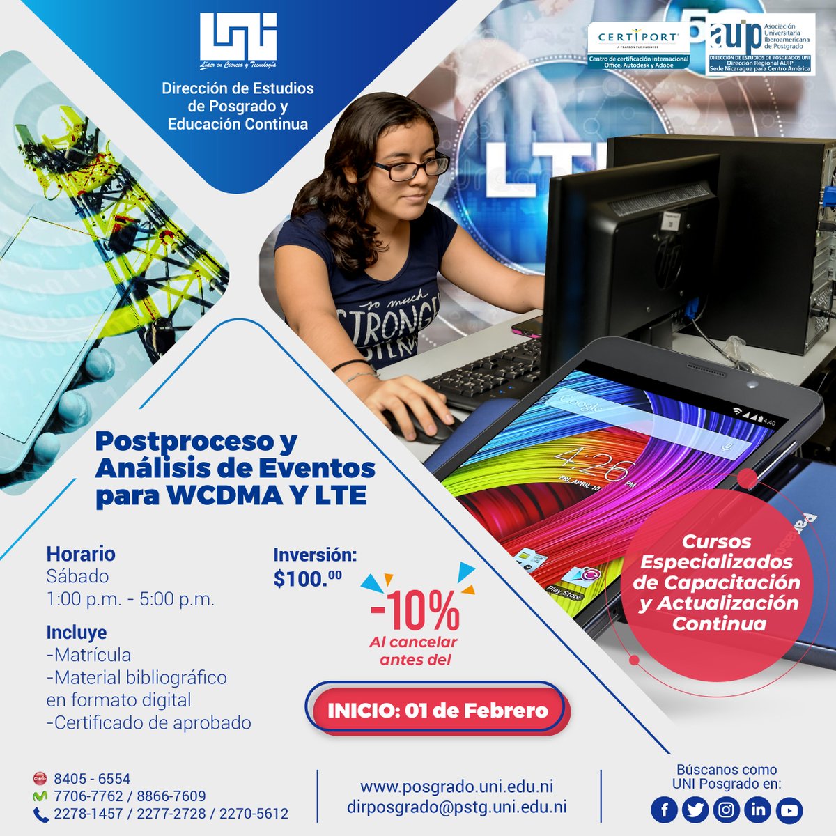 Uni_Posgrado's tweet photo. Consulta ya sobre nuestro Curso en #Postproceso y #Análisis de #Eventos para WCDMA y LTE.
+ Información: https://t.co/BIjmsAuaef
☎️2278-1457 / 2277-2728 / 22705612
📲 7706-7762 / 8405-6554
📧dirposgrado@pstg.uni.edu.ni https://t.co/xb1xVH4e6b