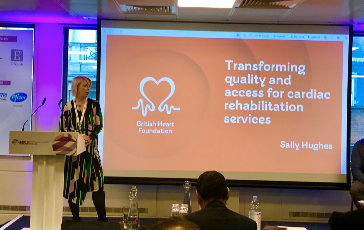 SO GOOD to see this. Sally Hughes from @TheBHF talking about cardiac rehabilitation & the #NHSLongTermPlan 
Speaking on behalf of all the partners involved in the CVD & Cardiac programmes. 
‘Progress, plans and partnerships’ = route to success ❣️💪🏼
#HSJCardio