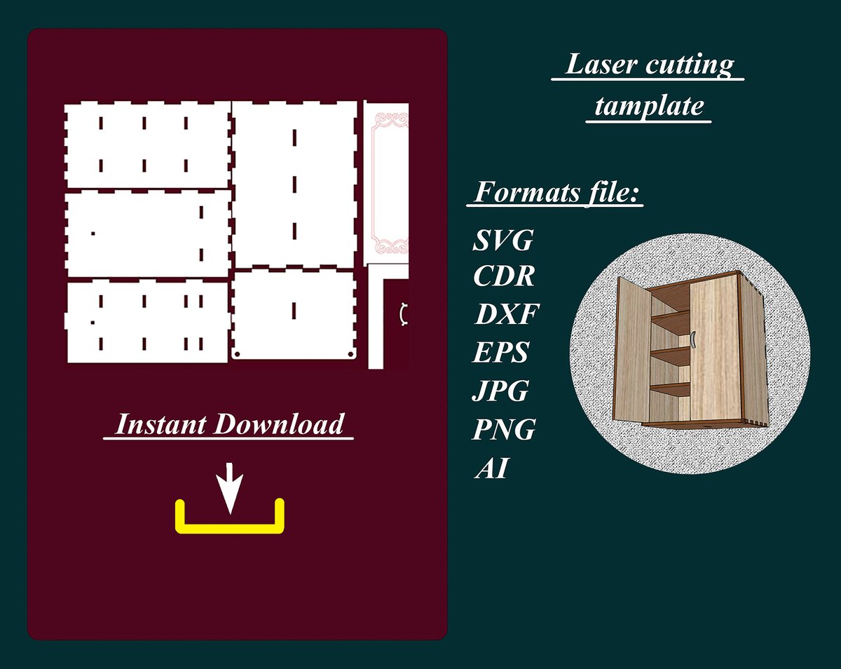 murtazl's tweet photo. Vector cutting plan for plywood 0.16 in 4 mm Laser cut CDR SVG AI file for making playing doll wardrobe plywood or other material Template
https://t.co/IXmU81IUqS
#Vectorcuttingplan #lasercutfiles #vectorgraphics #cncrouterfiles #cncplans #cncmachine #cncfiles #cncwood https://t.co/sDHQb2Jat3
