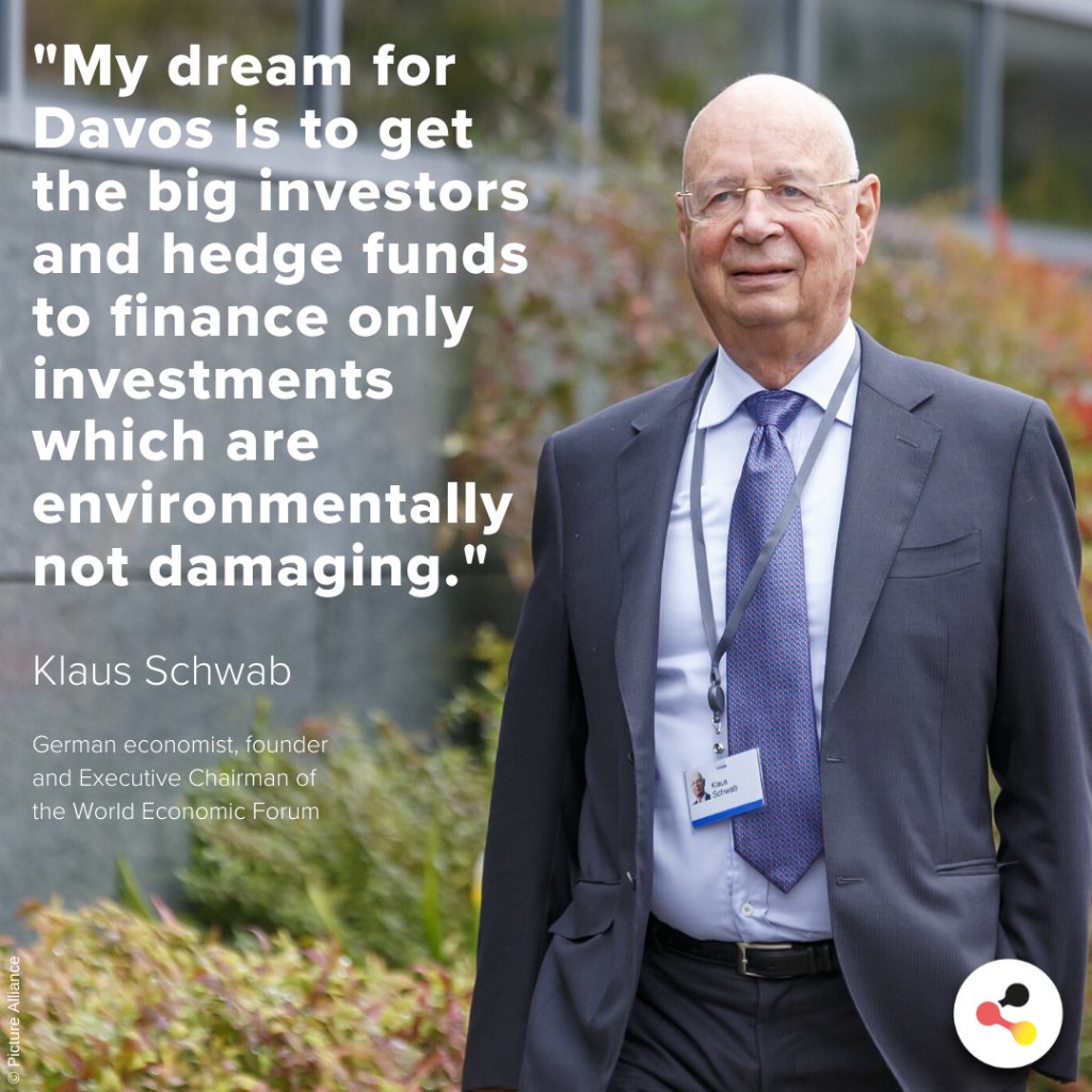 en_germany's tweet photo. This year, the World Economic Forum in @Davos celebrates its 50th anniversary. The founder &amp; Executive Chairman of the @wef, #KlausSchwab, is eagerly promoting the importance of #climateaction. Can #capitalism &amp; #climateprotection go together? #QuoteoftheDay #Davos2020 #WEF2020 https://t.co/Vv8x9oPGA6