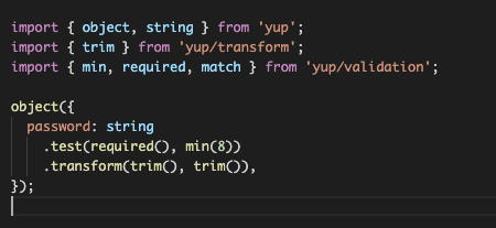 functional api proposal/example for yup