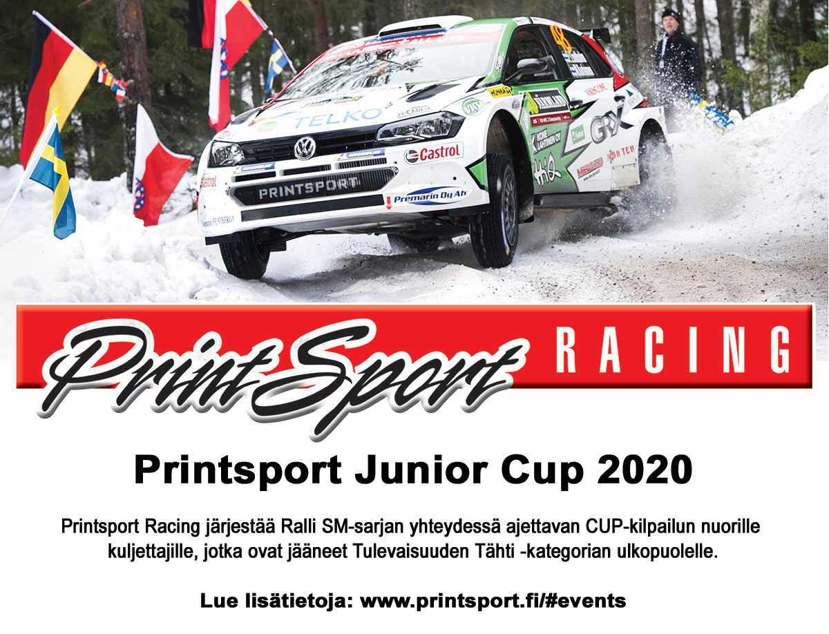 Printsport Junior Cup 2020

Printsport Racing järjestää Ralli SM-sarjan yhteydessä ajettavan CUP-kilpailun nuorille kuljettajille, jotka ovat jääneet Tulevaisuuden Tähti -kategorian ulkopuolelle.

Lue lisätietoja: printsport.fi/#events