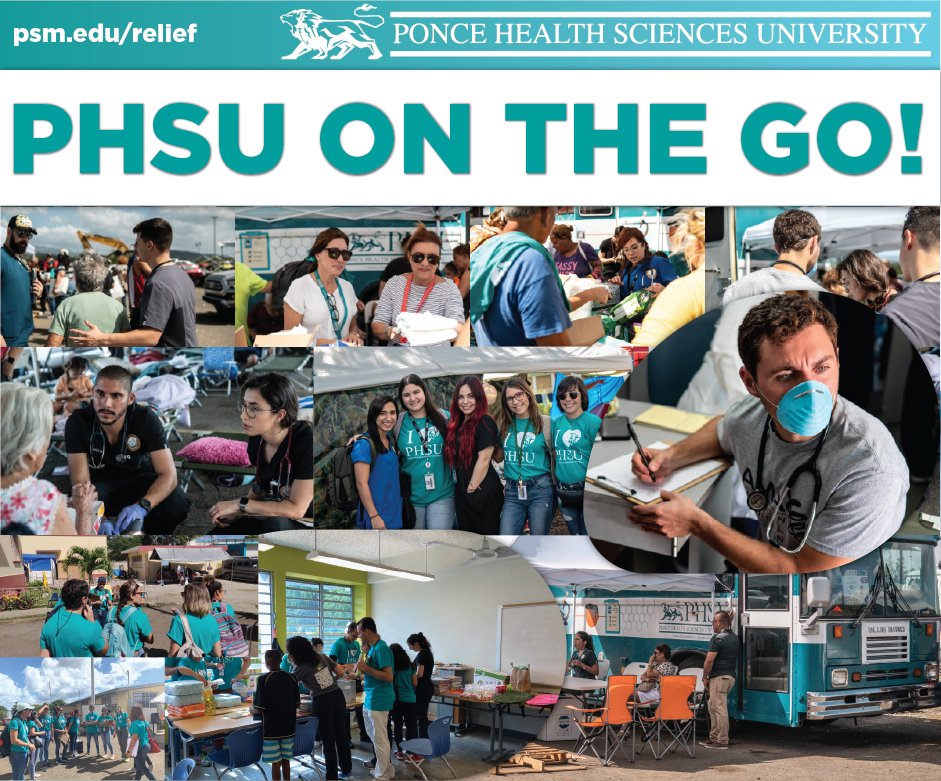 PonceHealthSU's tweet photo. PHSU on the go‼️

Demonstrating that nothing stops PHSU Community service and education. We teach our students based on life events so they can understand that more than a profession they are first responders. #PHSURelief #PHSUFamily https://t.co/fjzYpu34UK