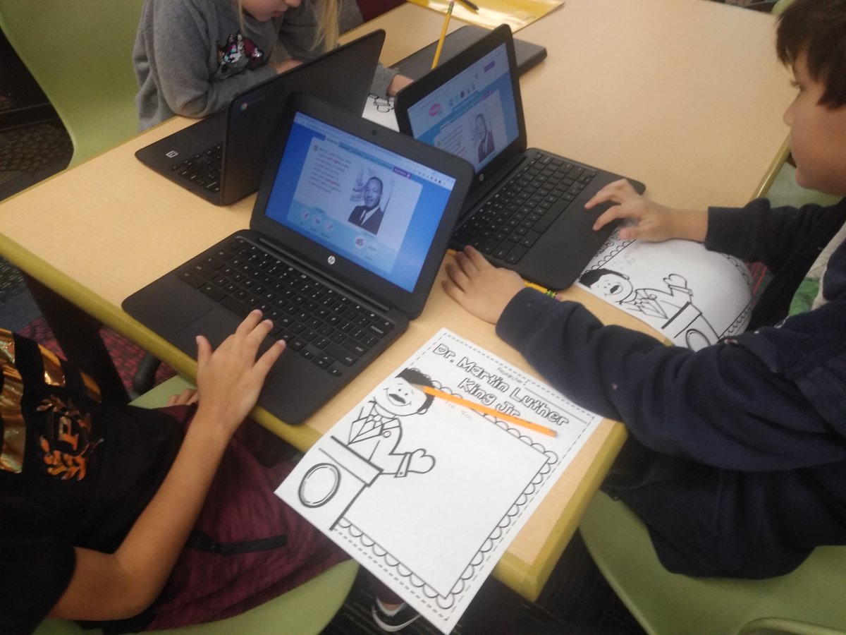 JISDLibraries's tweet image. Continuing our research on Dr. Martin Luther King, Jr. in Ms. Seaton&apos;s 2nd grade class at the JES Library!!  We are using #PebbleGo @CapstonePub and our @TexQuestk12 resources @JISDLibraries #Researchisfun