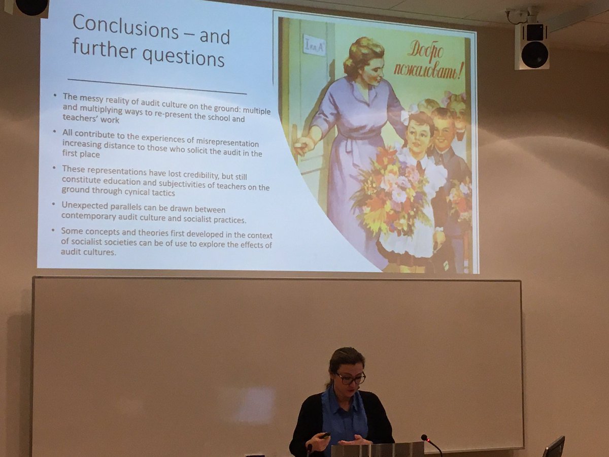 IASRTamp's tweet photo. Unexpectedly clear parallels between contemporary audit cultures in schools and socialst practices. Lecture by @NelliPiattoeva https://t.co/Xy0ElUVQt2