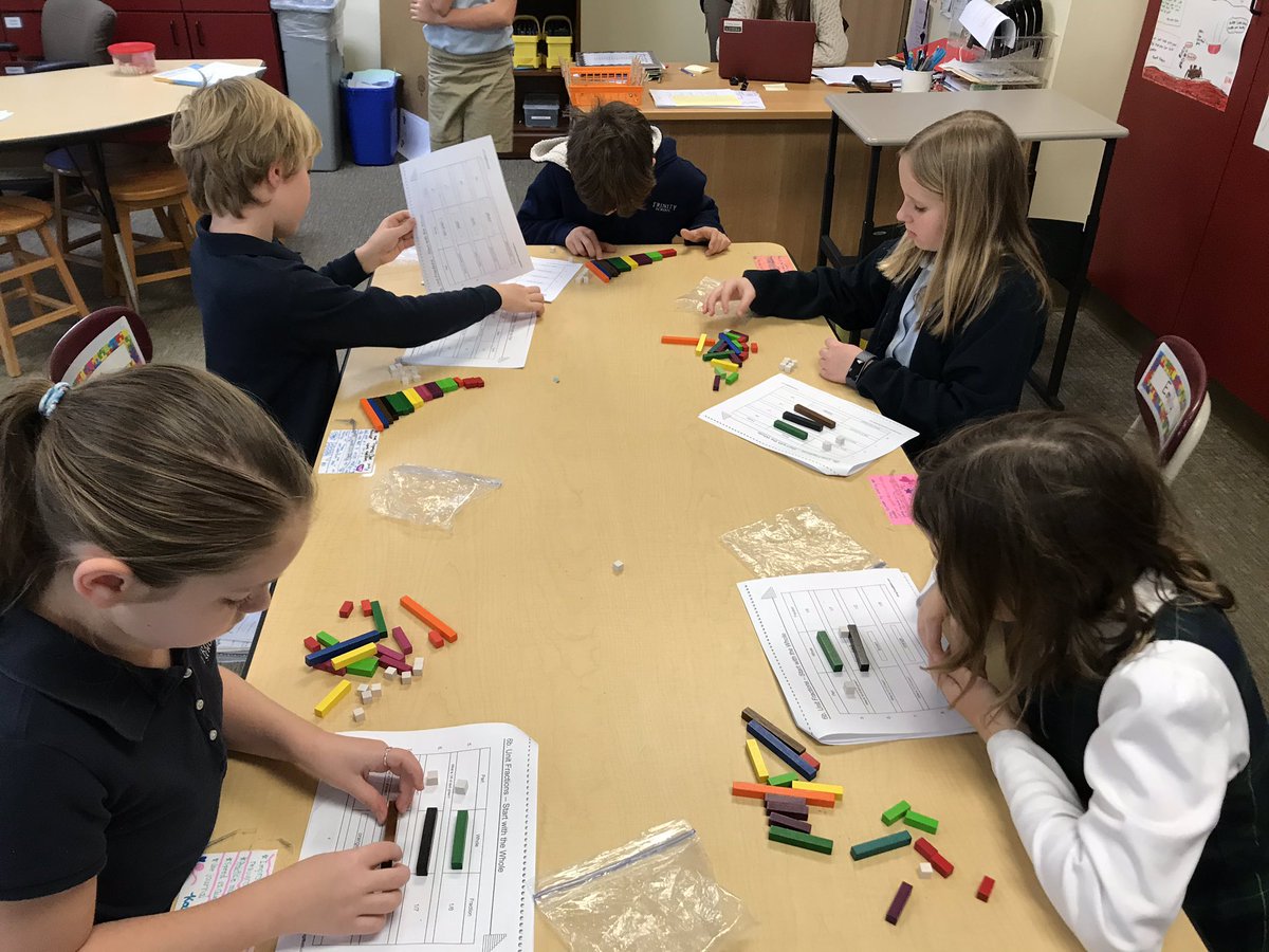 Hester4th's tweet image. Exploring fractions with Cuisenaire rods- thanks @gregtangmath #trinitylearns