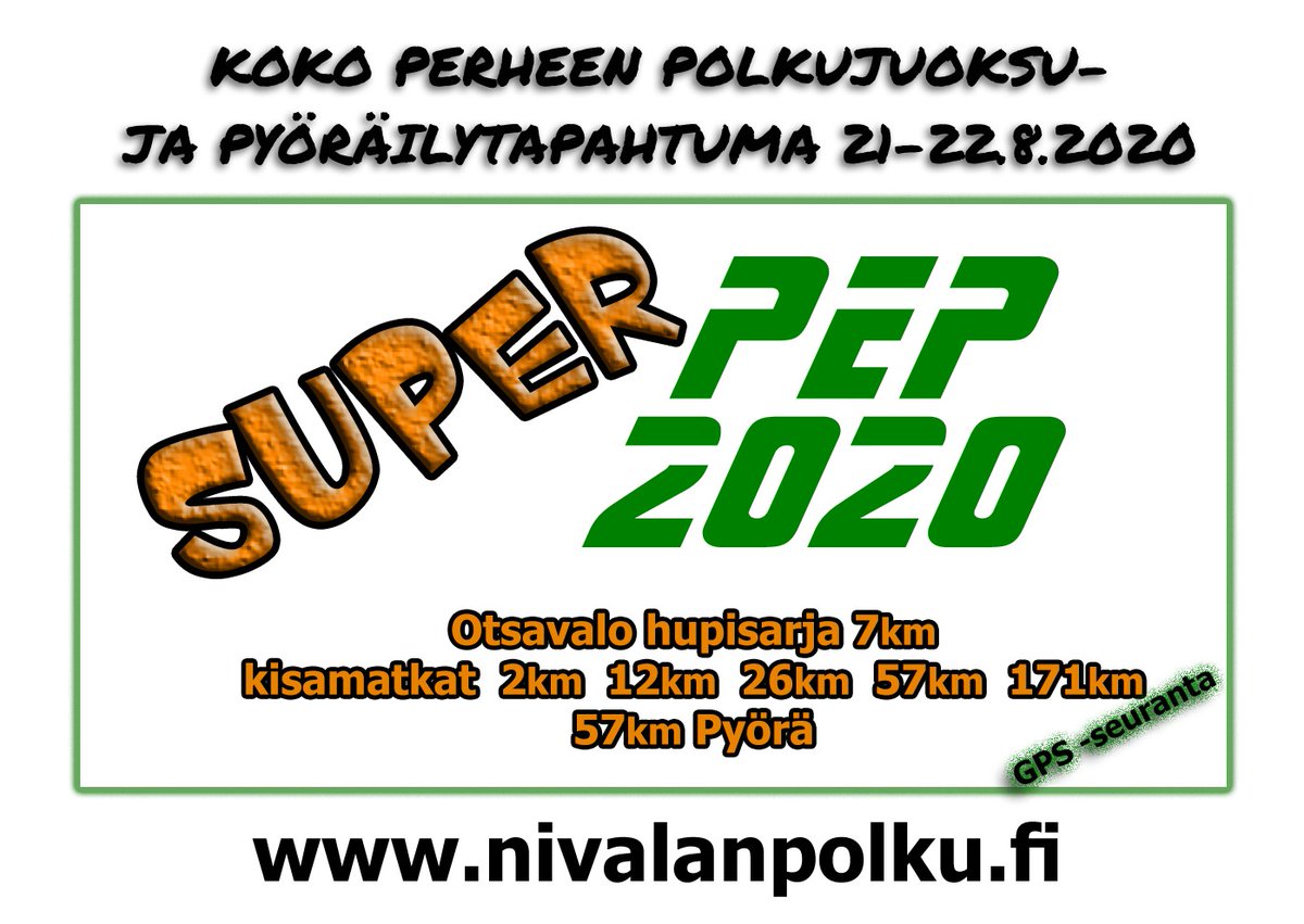 pyssymaki's tweet photo. #SuperPEP2020 saa #leader tukea reitin silloituksiin. Oletko sinä jo ilmottautunut ensi kesän tapahtumaan? Nyt mukana myös 57km #maastopyörä sarja. 
https://t.co/7hdpWPUCVn

Tule mukaan! https://t.co/MkC4McNuU6