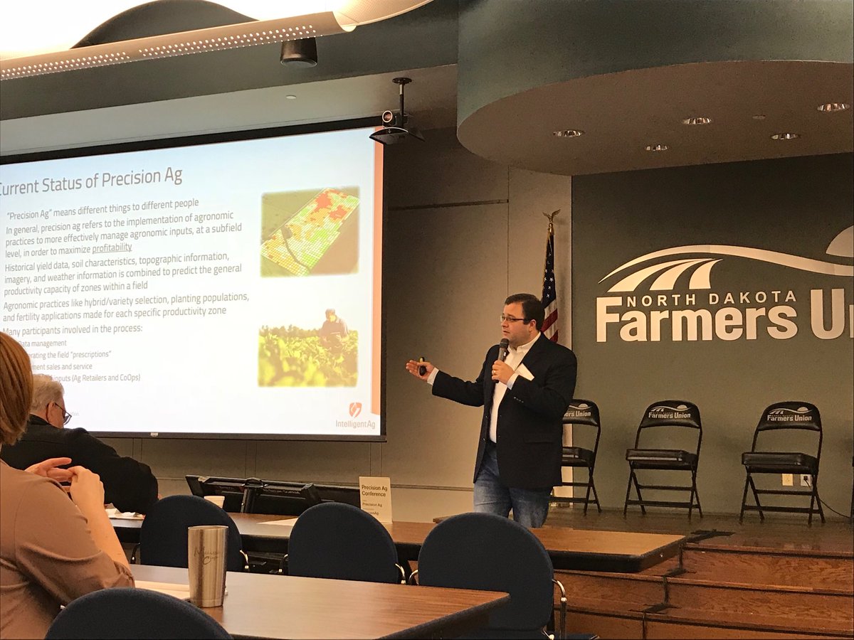gfmedc's tweet photo. Listening to Joe Heilman ⁦@Intelligent_Ag⁩ share the latest innovations in precision ag equipment tech at the 9th annual Precision Ag Summit #precisionagnd https://t.co/B30vQn6r6j