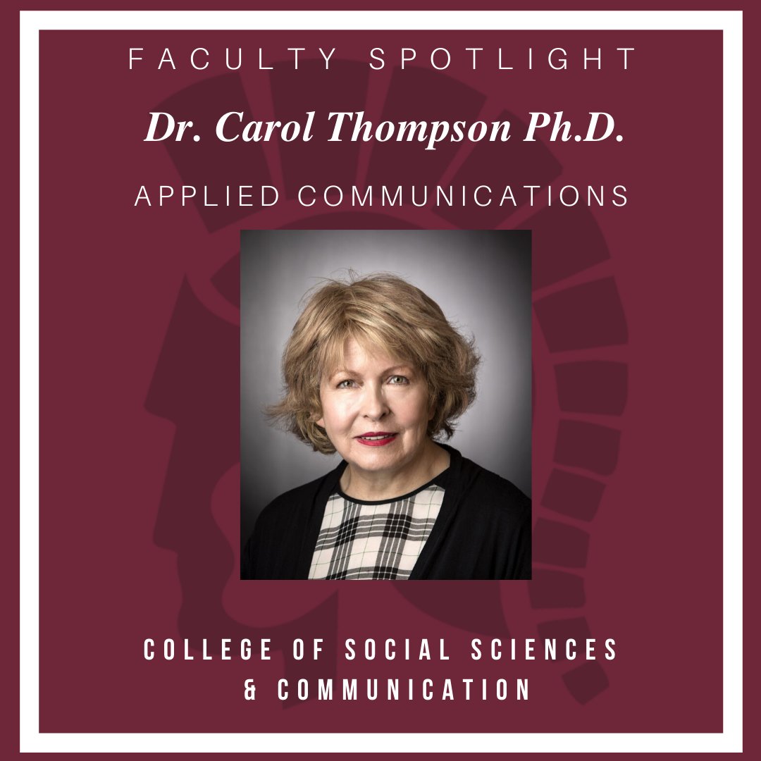 UALRCSSC's tweet photo. Today we want to spotlight CSSC Applied Communications professor Dr. Carol Thompson, Ph.D., who teaches courses in theory and interpersonal communication, among many others. Read more at: https://t.co/xmihLsyMfe https://t.co/JpnNdi4ju8