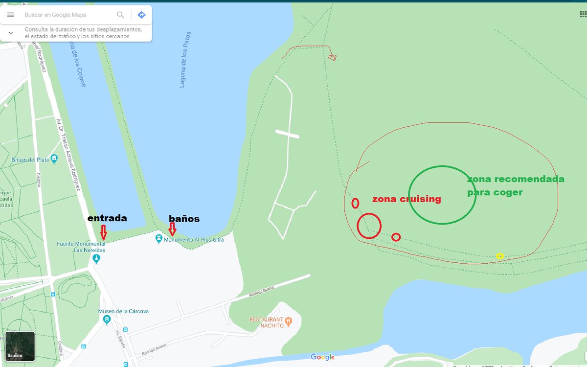 UBICACION dejo un mapa con la entrada principal y las entradas al bosque donde se coge. dejo marcado el camino a recorrer zona roja: es de levante zona verde: donde aconsejo coger circulos rojos: entradas al bosque