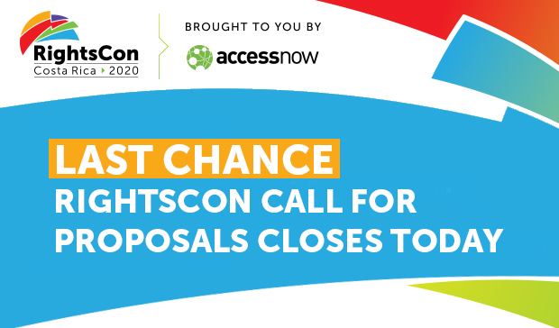 Tic tac, tic tac.... Last day to submit your proposal for #RightsCon2020!  Here is the link, rightscon.secure-platform.com/a