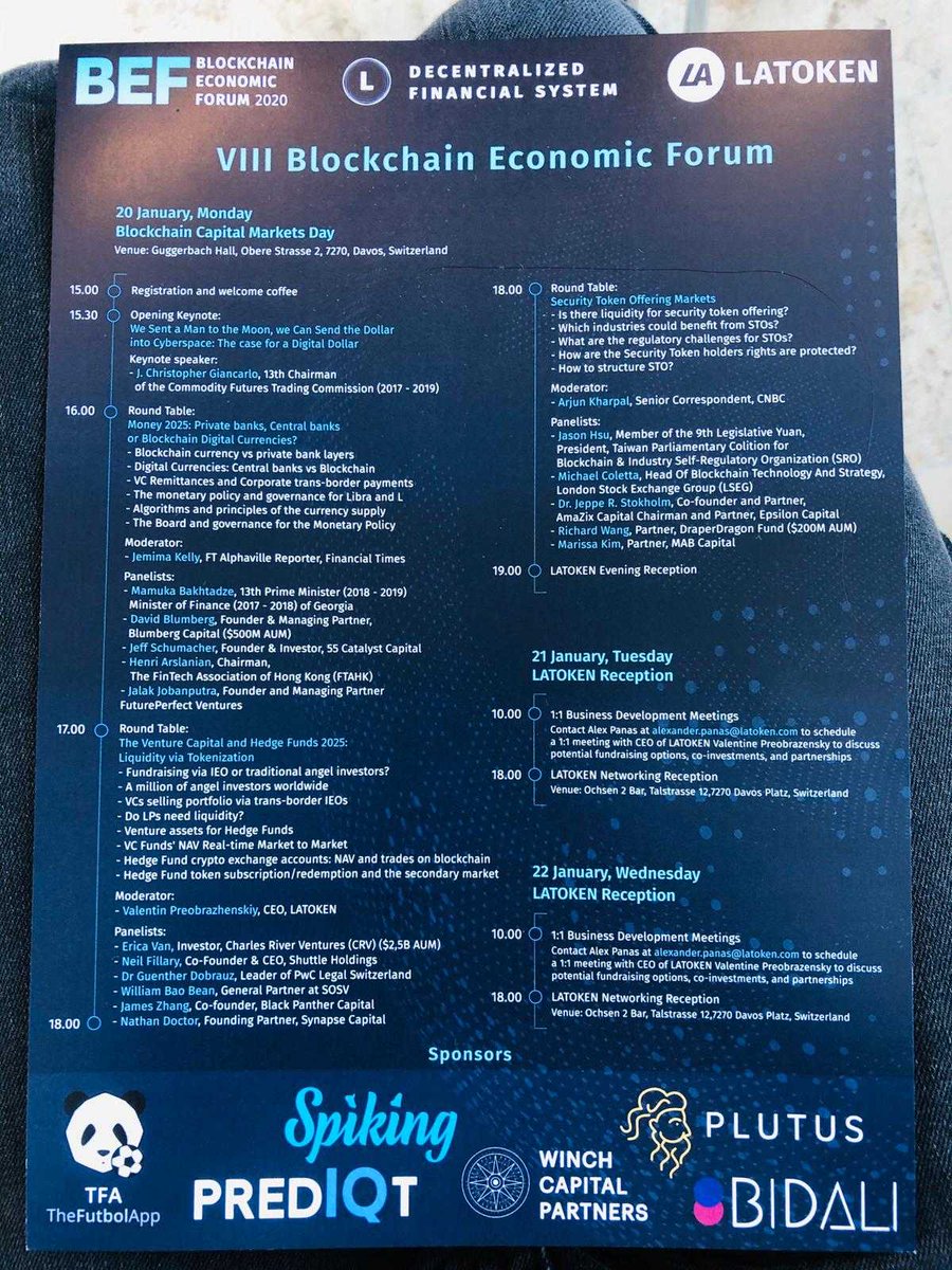 plutus's tweet photo. A snippet from inside the #BlockchainEconomicForum in Davos, Switzerland. Here is @giancarloMKTS presenting next to our Plutus banner. #Plutus #Cryptoanywhere https://t.co/eU6HyhNvCI