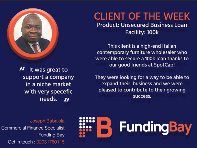 Excited to share our Client of the Week, thanks to our great friends at <a href="/SpotcapUK/">Spotcap UK</a> !
#businessfinance #loans #deals