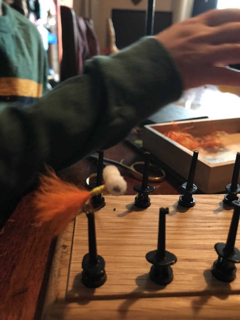 A new vice for Christmas and a new pattern for the bear to try today #flytying #flyfishing #autismawareness #lincoln #broxholmeflyboys