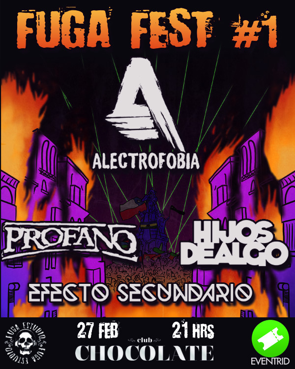 eventrid's tweet photo. El próximo 27 de febrero se realizará la primera edición de FUGA FEST #1, junto a @alectrofobia
Hijos de Algo @Profanochile Efecto Secundario
Compra tu entrada aquí ➡️ https://t.co/Jie1CUlh6H
#rockchileno #fugafest #alectrofobia #hijosdealgo #profano #efectosecundario #eventrid https://t.co/vgcdXxRyco