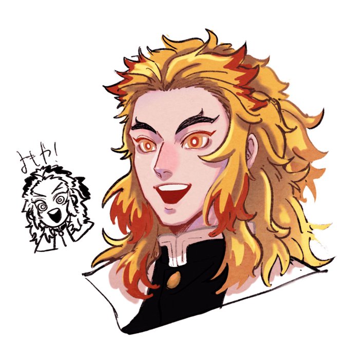 髭幼女🧔🏻✈︎さんがTwitterに投稿した煉獄杏寿郎(鬼滅の刃)のイラスト。