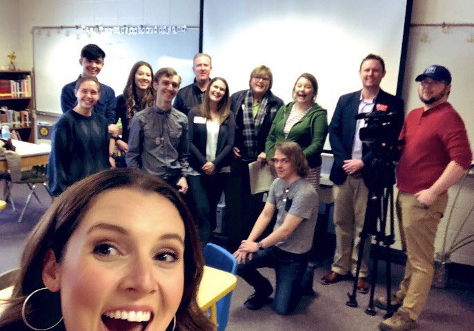 HelenaPublic's tweet photo. Heather Parrish’s Paw Print staff recently worked with Evelyn Schultz from KTVH and staff from OPI and DPHHS on a story about vaping in schools.  The story will air on the January 27th evening news. #GoBruins #HelenaPublicSchools https://t.co/eV8yJQAgPL