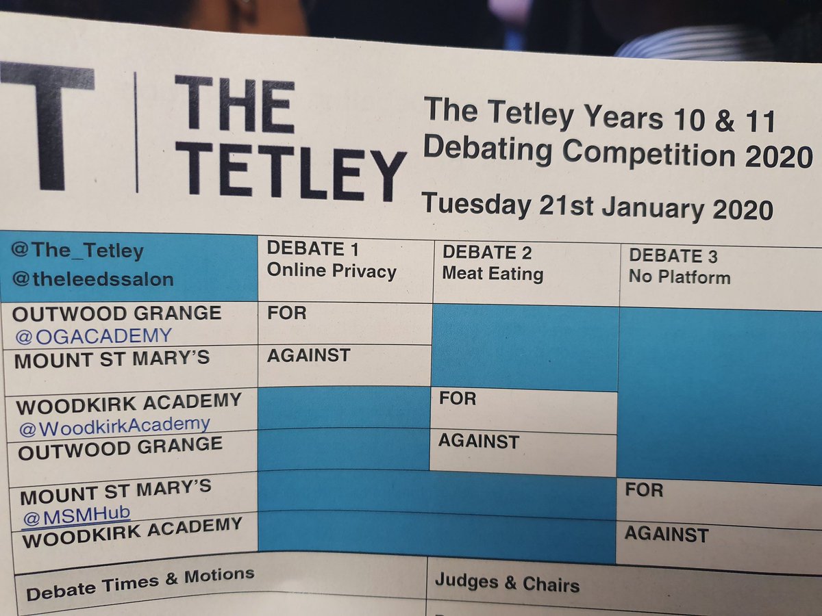 MSMEnglish's tweet photo. Back at @The_Tetley for @theleedssalon @DebatingMatters competition with our @Debate_Mate national champions! https://t.co/ZWUWsslwx6