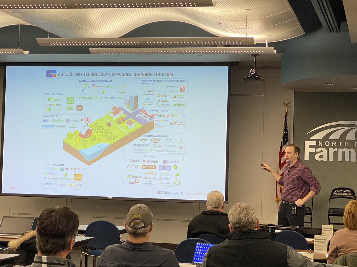 DeloreZimmerman's tweet photo. Dane Braun from Bushel talks about supply chain innovation in agriculture at today’s precision Ag summit.  #precisionagnd https://t.co/9kCNIFarf0