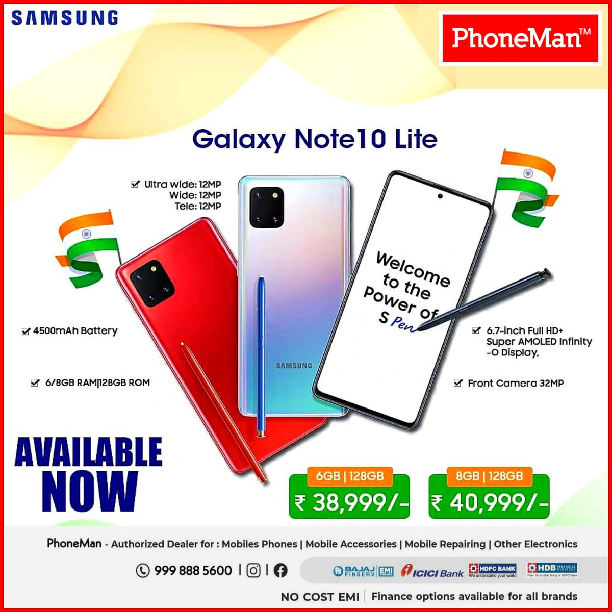 ThinkPhoneMan's tweet photo. *👑Galaxy Note10Lite: Welcome to the power of S Pen*👑

Dear Team

Year 2020 brings in with the biggest surprise in Smartphone segment.
Most awaited Galaxy Note10 Lite with the power of S Pen is here.

Prebook now at your nearest store

#PhoneMan 
#ThinkMobileThinkPhoneMan 🏪 https://t.co/vfYspioIya