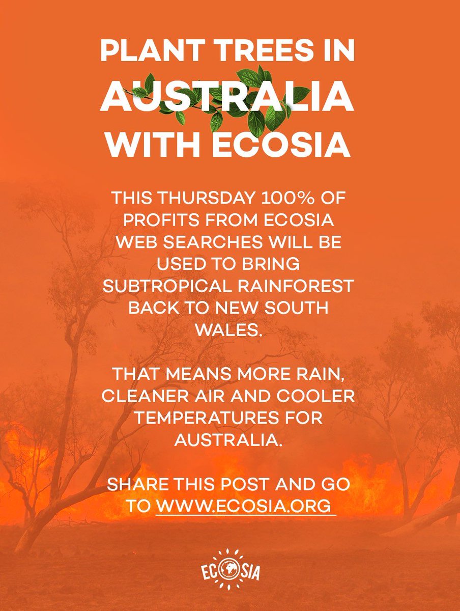 Rose_Begonia's tweet image. This Thursday, simply using Ecosia for all your search engine needs will kickstart a reforestation project in Australia.

Class move by @Ecosia. 💚 #ECOSIA4AUS

blog.ecosia.org/trees-for-aust…
