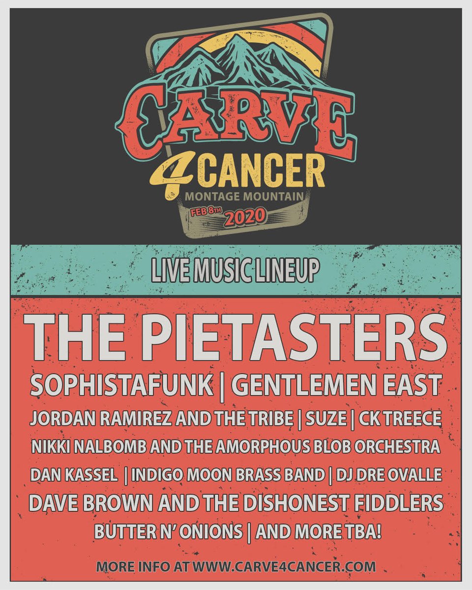 pietasters's tweet photo. Saturday, February 8th - Scranton, PA
See us perform at The 7th Annual Carve 4 Cancer Winter Sports and Music Festival!
https://t.co/ONNktjQV4D
Admission is FREE!
💥Join our fundraising team and donate today!💥
https://t.co/bdBNBd6swO
#pietasters #carveforcancer https://t.co/ER15DAoJ9a