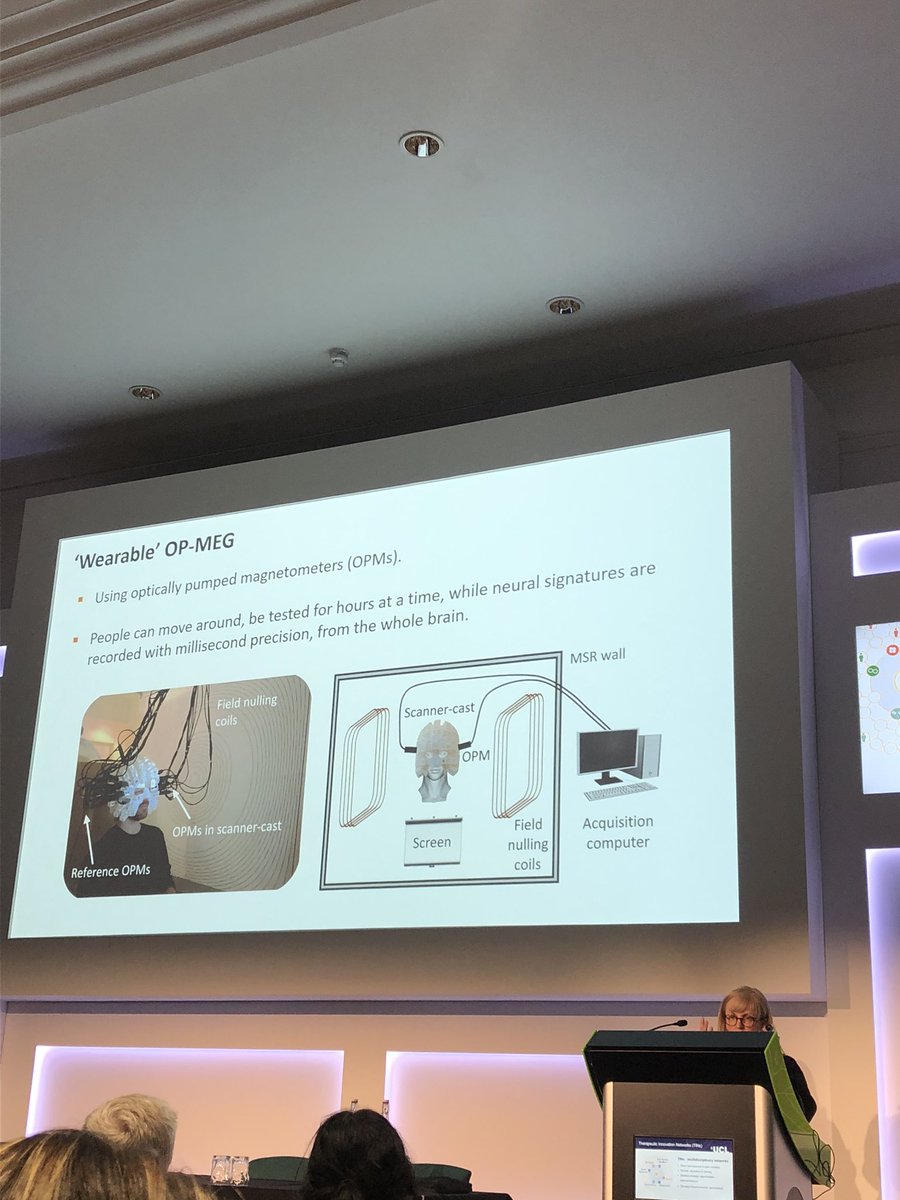 Next we hear from Eleanor Maguire whose work involves the development of wearable #brainimaging technology called OP-MEG, which when combined with #virtualreality, will allow clinicians to be able see what’s going on in the brain in any real world scenario. #UCLWTTPA