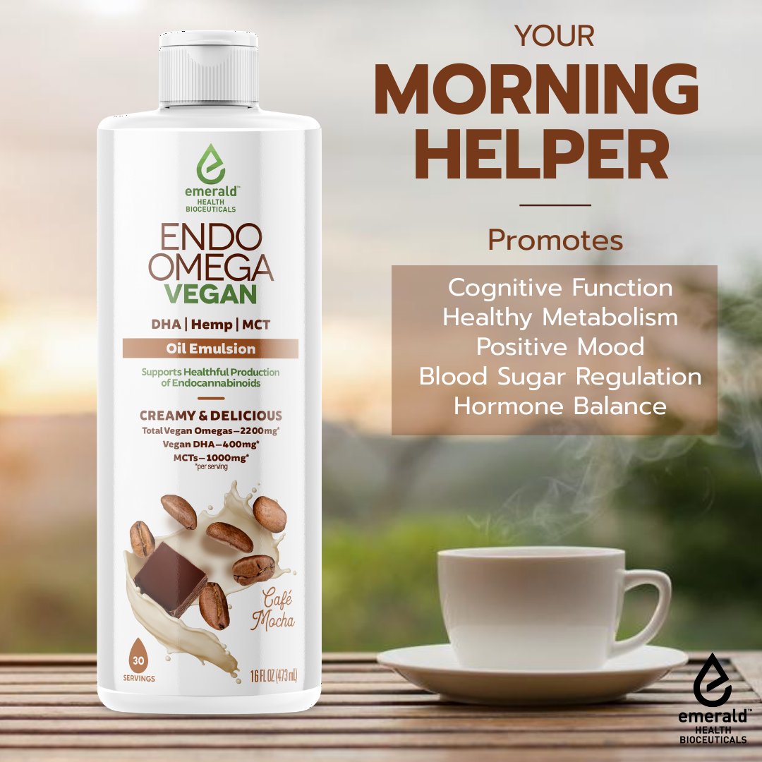 🌞 Mornings just got a WHOLE LOT BETTER! 
Endo Omega Vegan is doctor-formulated w/ #DHA, #MCT + #hemp seed oil to support your #endocannabinoid system - so you can feel #balanced all day long! ow.ly/16cm50y0XX8